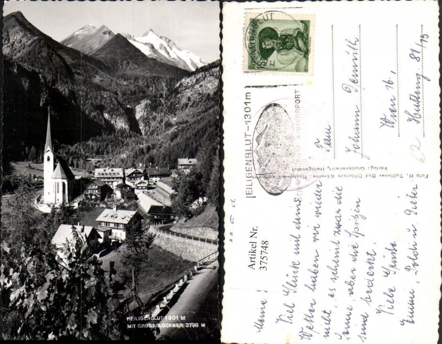 375748, Heiligenblut Total view with Großglockner mountain backdrop