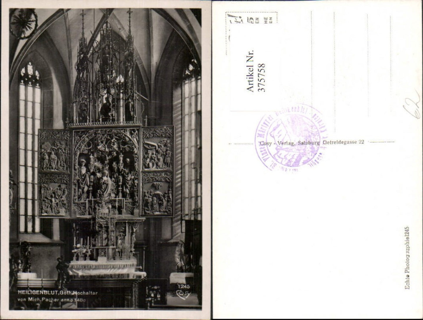 375758, Heiligenblut Church Interior view High altar Altar pub Cosy 1245