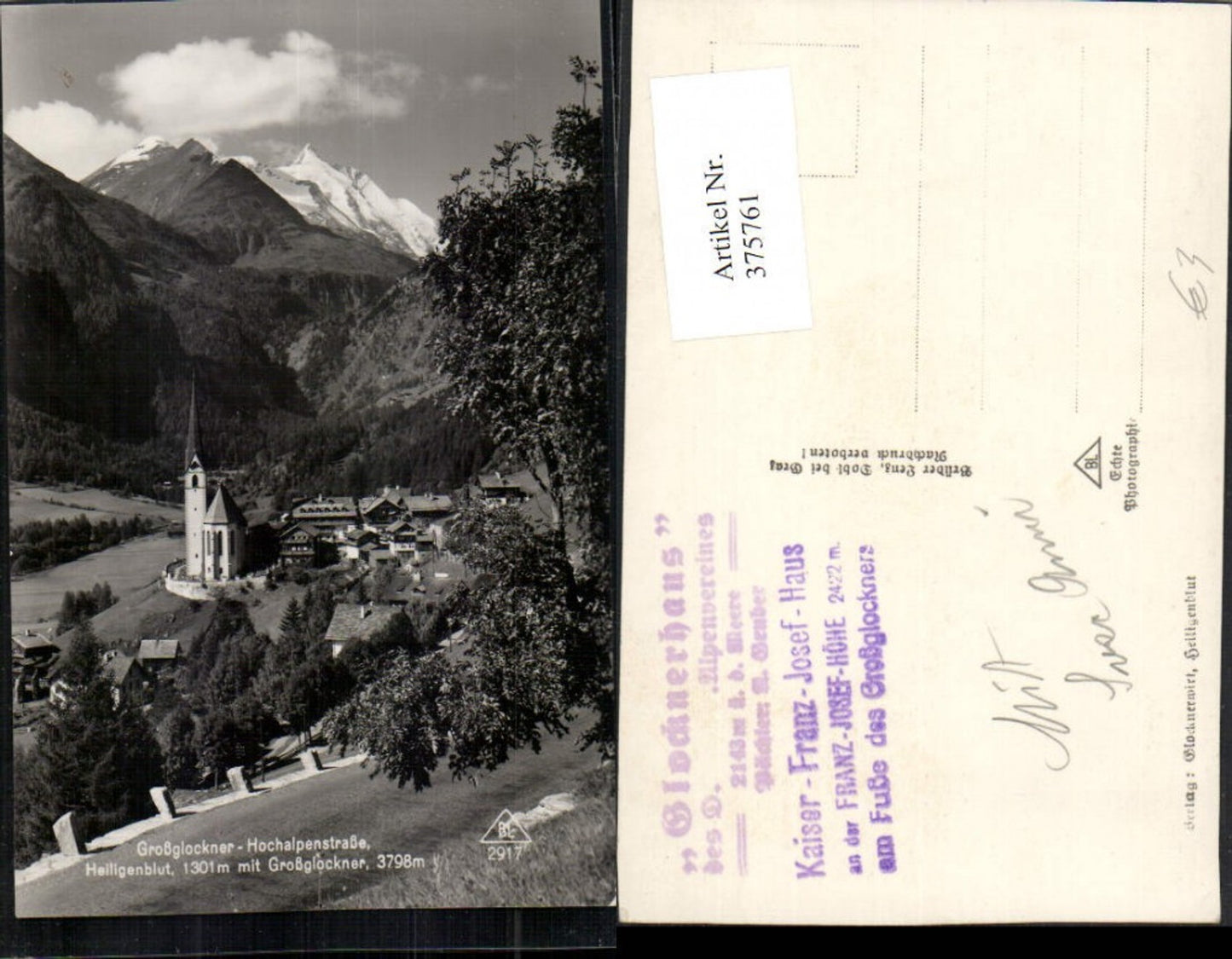 375761, Heiligenblut Total view with Großglockner mountain backdrop