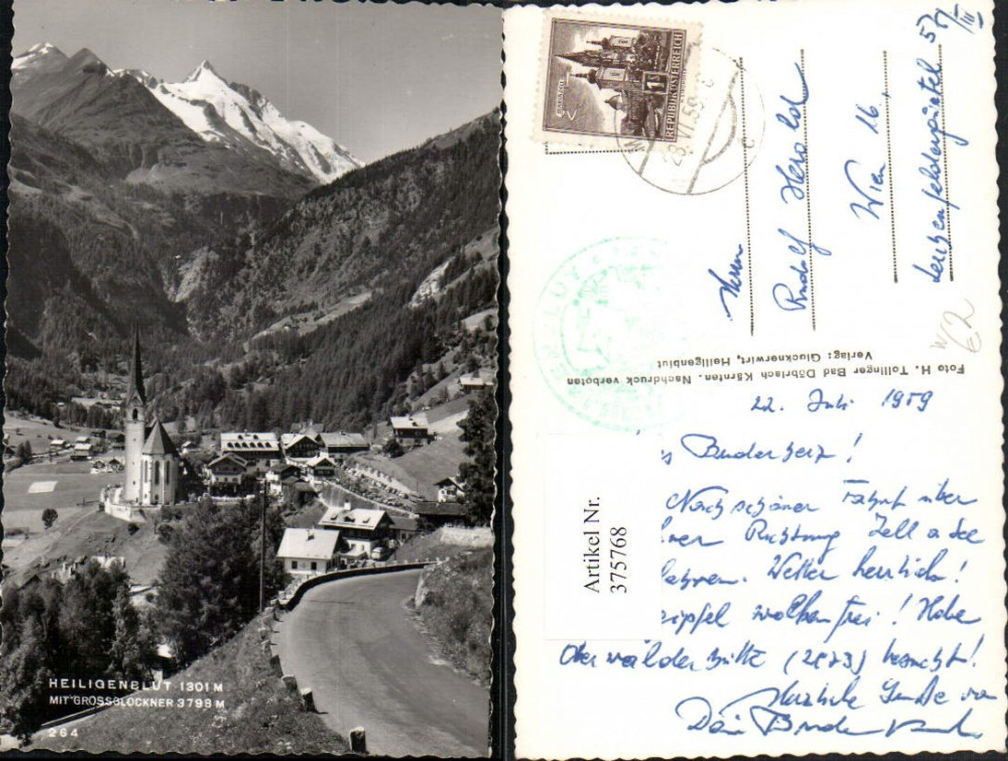 375768, Heiligenblut Total view with Großglockner mountain backdrop
