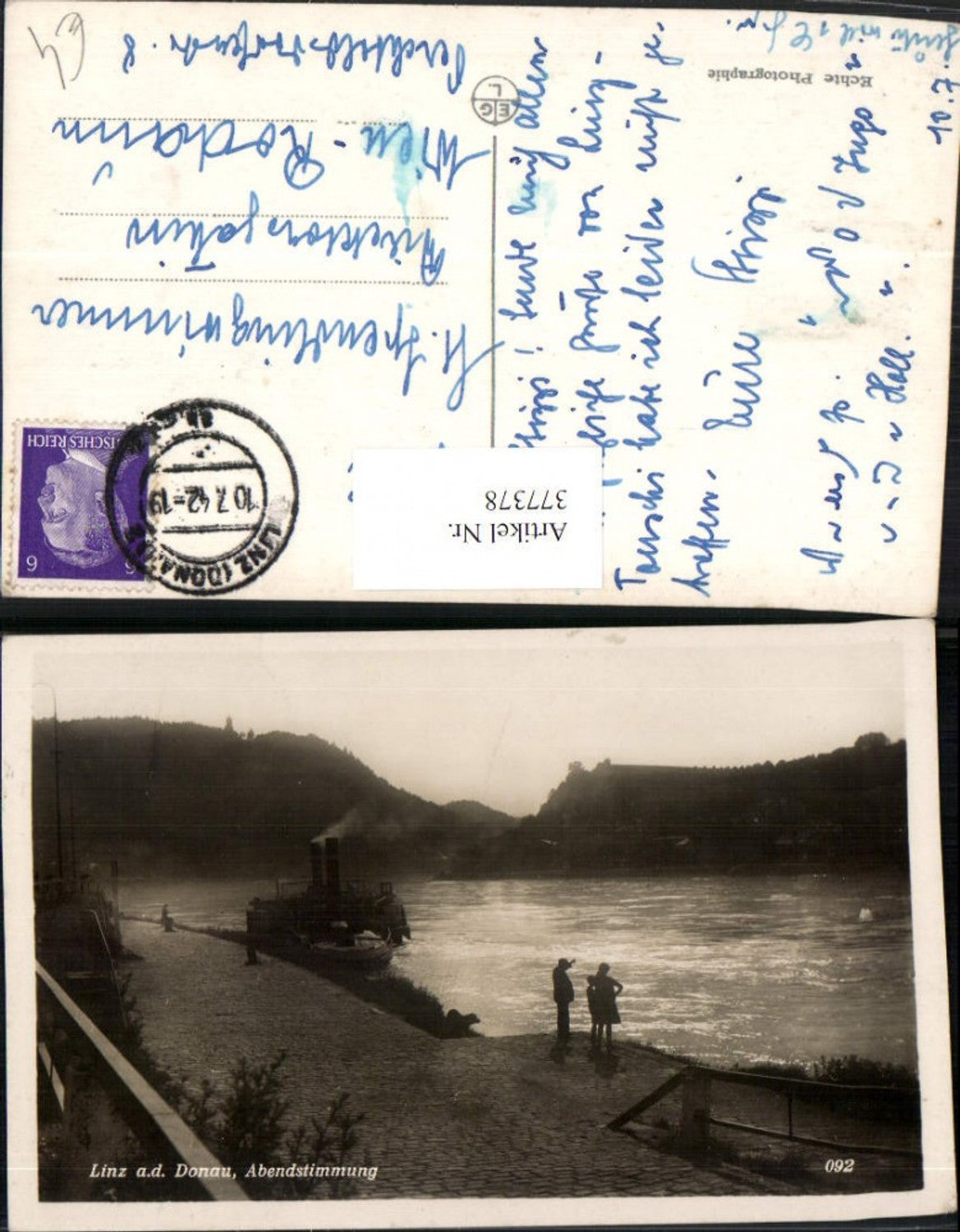 377378, Linz on the Danube, evening atmosphere, steamer landing stage