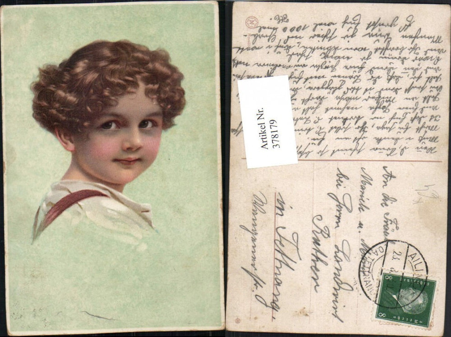 378179,Künstler AK Junge Bub m. Locken Portrait pub Novolito