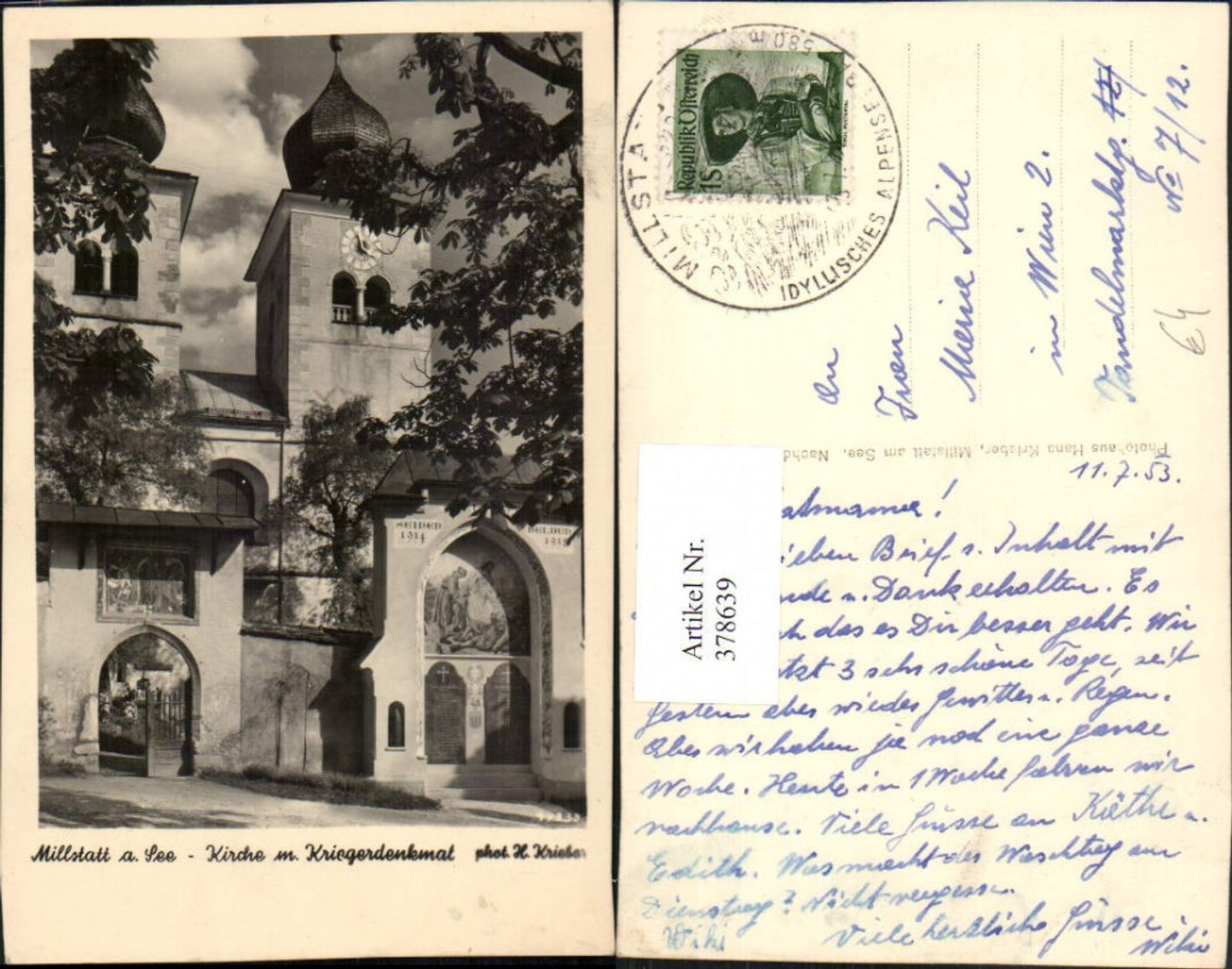 378639, Millstatt am See Church with war memorial