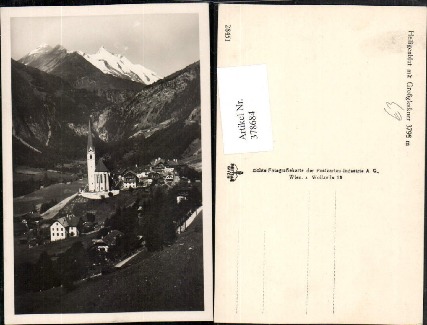 378684, Heiligenblut Total view with Großglockner mountain backdrop