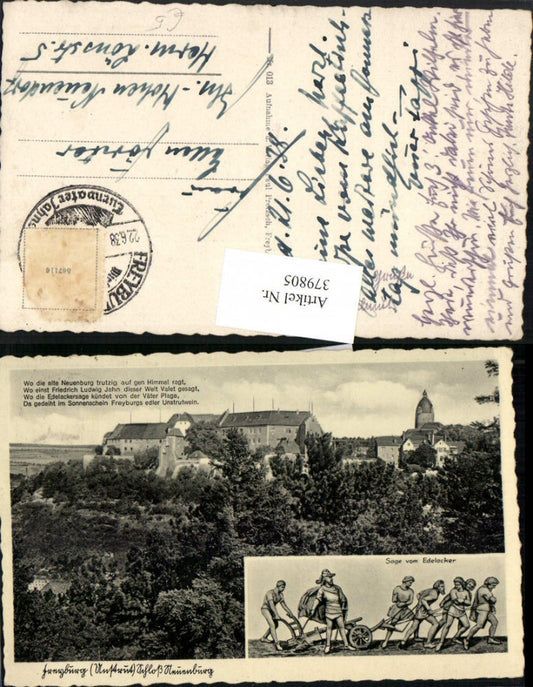 379805, Freyburg Unstrut Neuenburg Castle Legend of the Edelacker Multi-image postcard