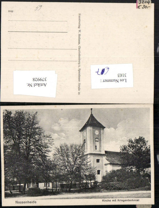 379928, Nassenheide Church with war memorial
