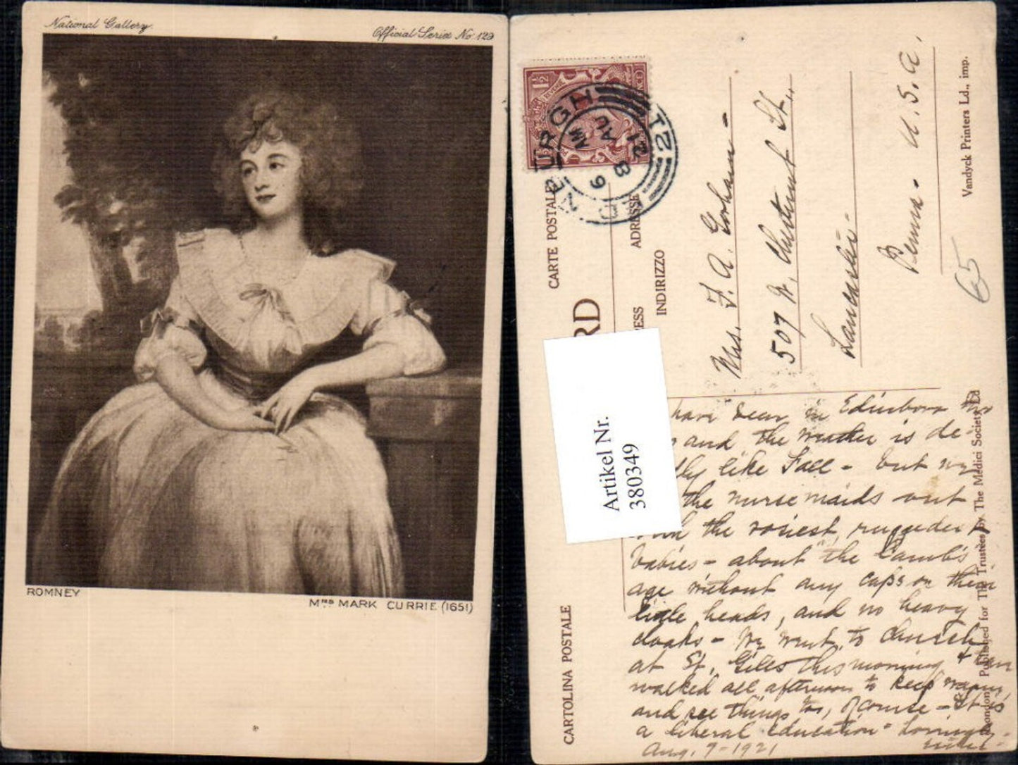 380349, Artist Ak Romney Mrs Mark Currie Art Science