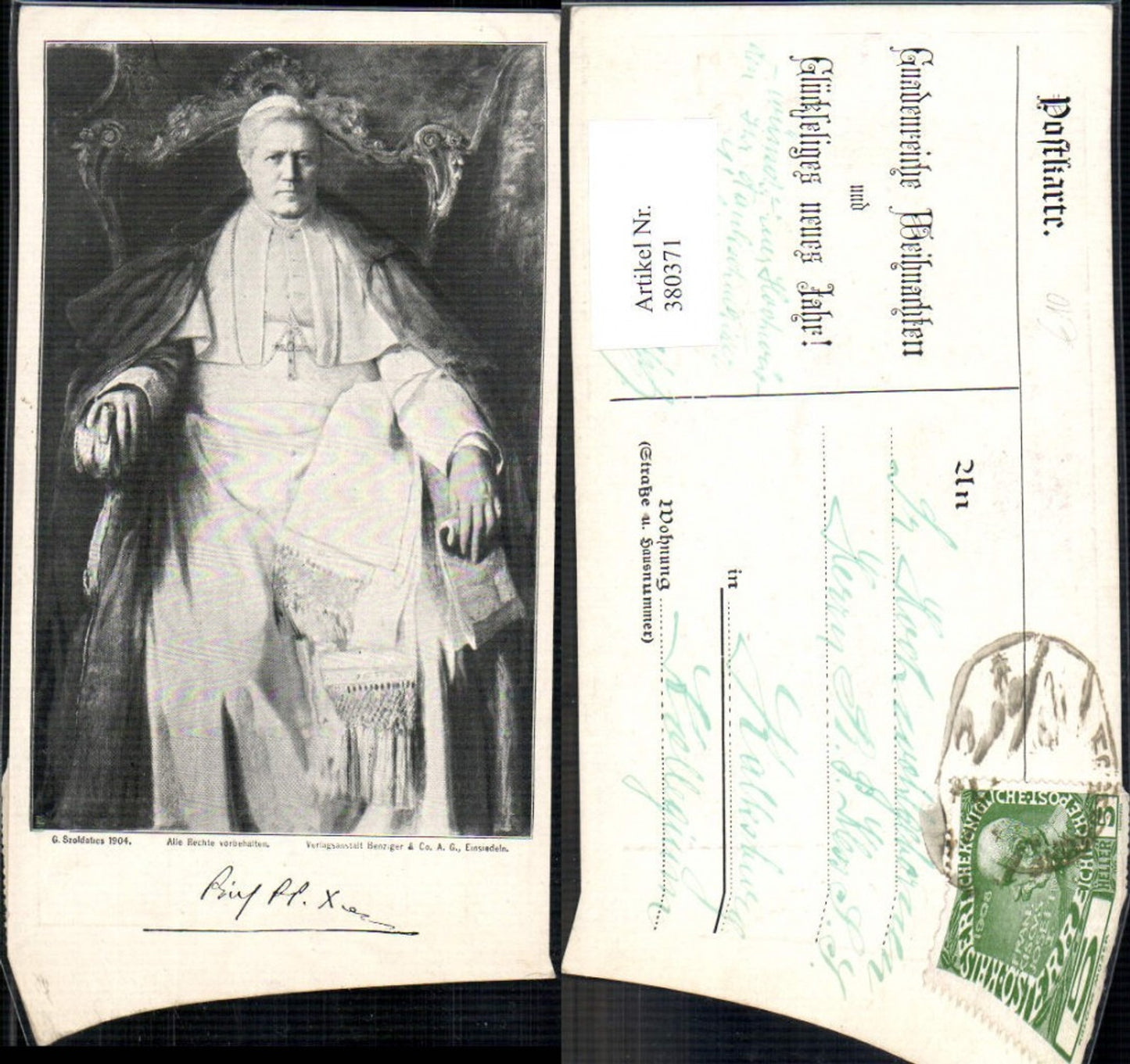 380371, Artist Ak Pope Pius X Religion