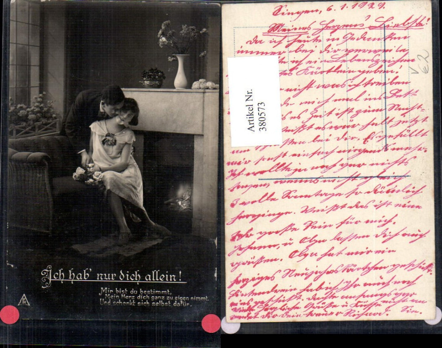380573,Liebe Paar Wangenkuss v. Kamin Ich hab nur dich allein Text pub Photochemie
