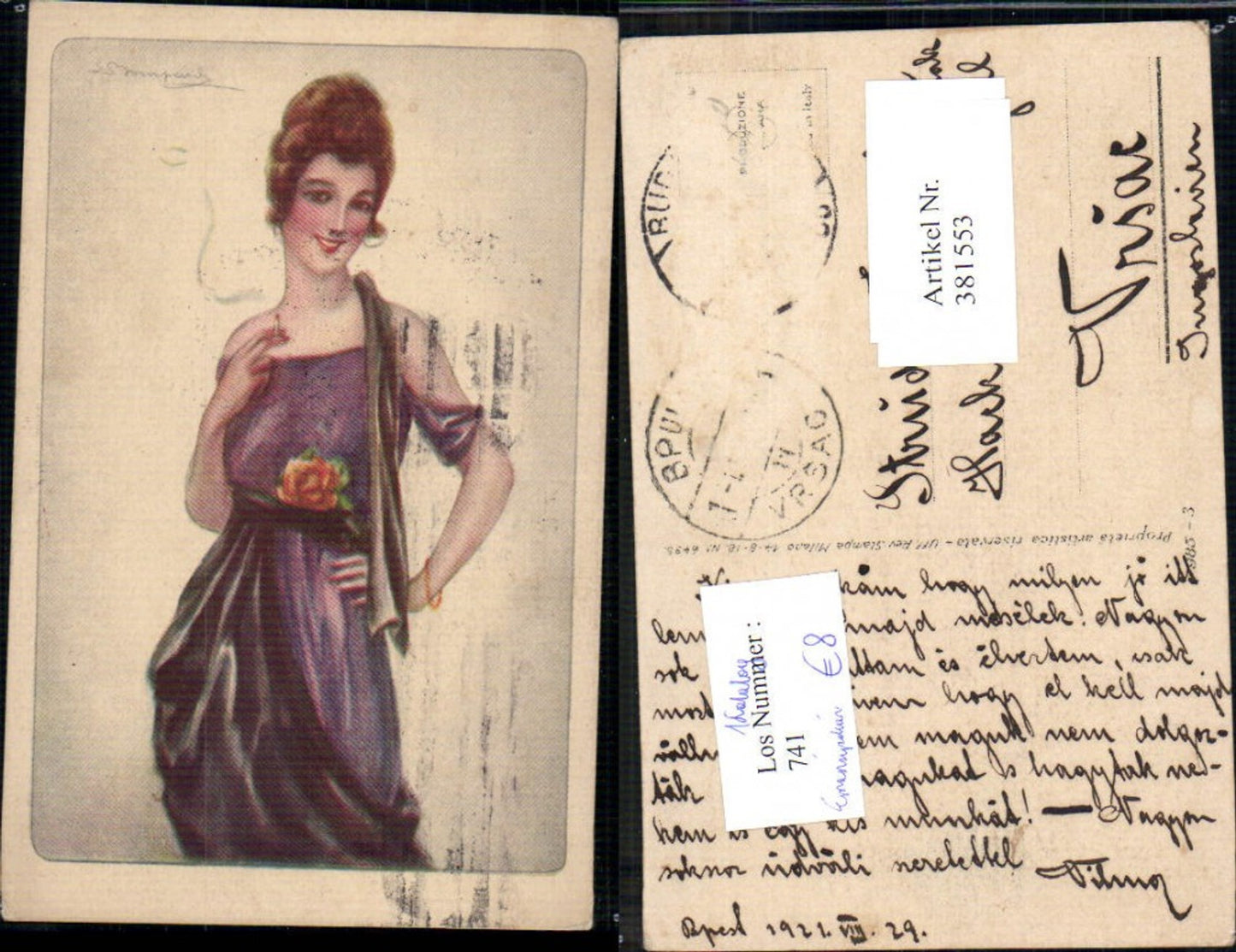 381553,Serge Bompard Frau raucht Zigarette Art Deco Mode Glamour Emanzipation