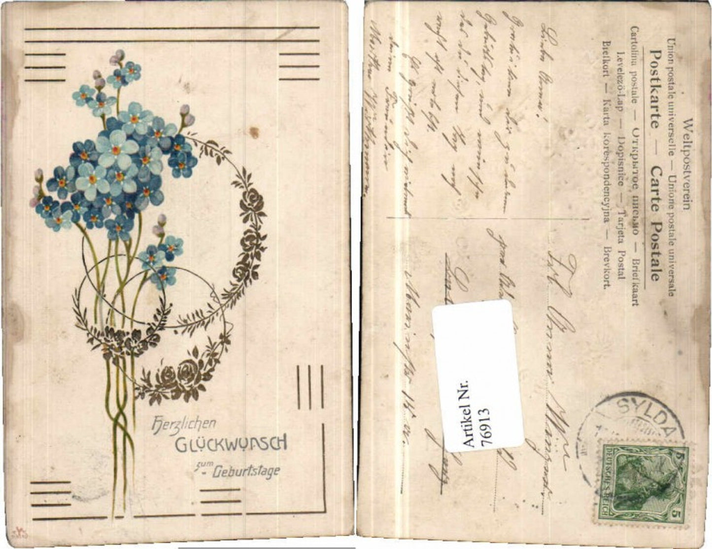 76913, Art Nouveau Birthday Flowers embossing