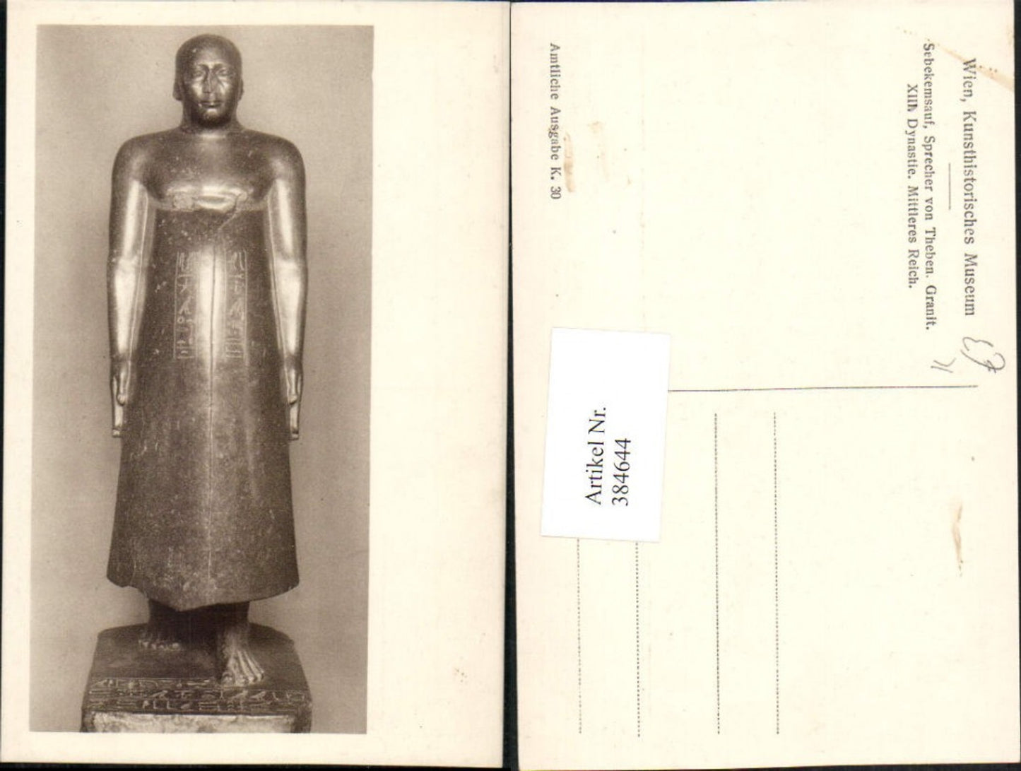 384644,Wien Kunsthistorisches Museum Sebekemsauf Sprecher von Theben Statue