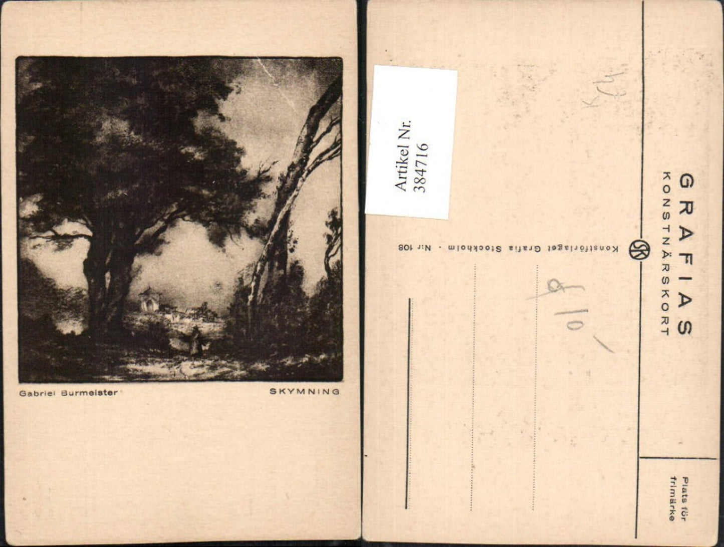 384716,Künstler AK Gabriel Burmeister Skymning Landschaft