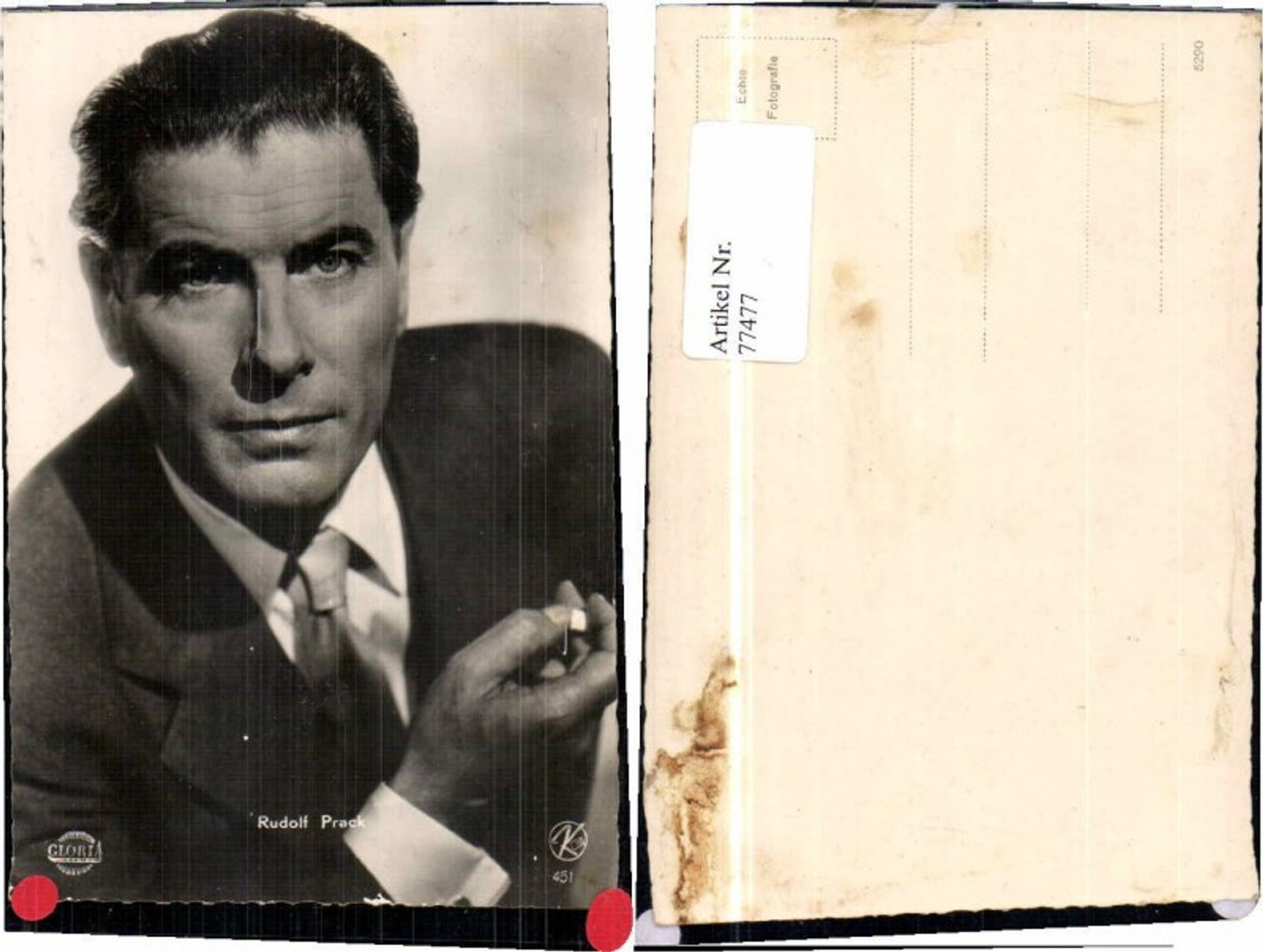 77477, Autograph card Rudolf Prack