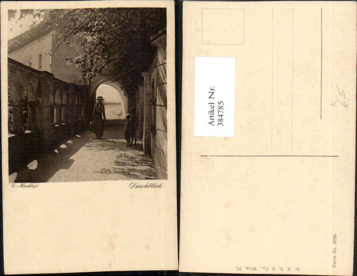 384785,Künstler AK C. Machlup Durchblick Straße Tor