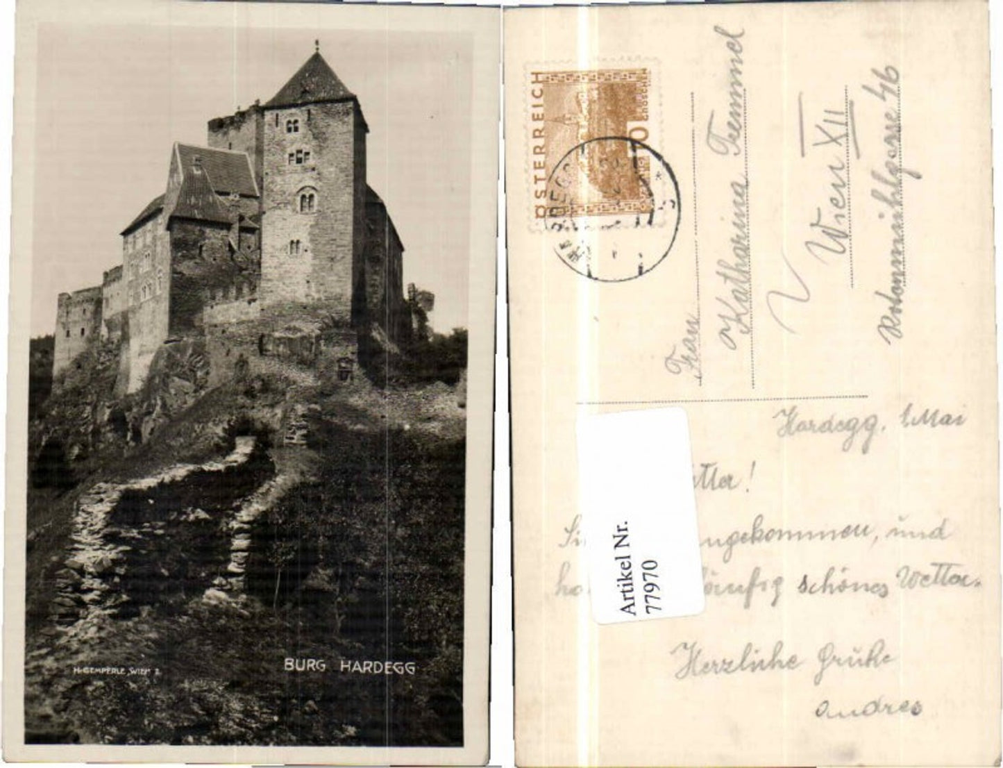77970, Hardegg Castle on Thaya 1930