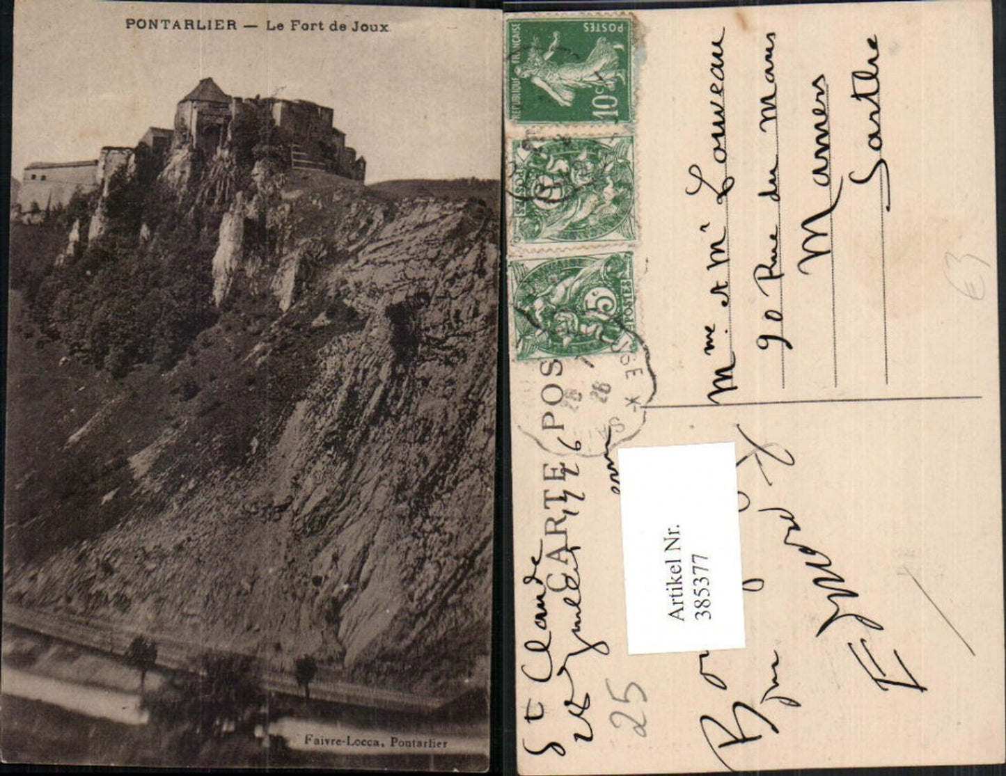 385377,Franche-Comte Doubs Pontarleir Le Fort de Joux Festung