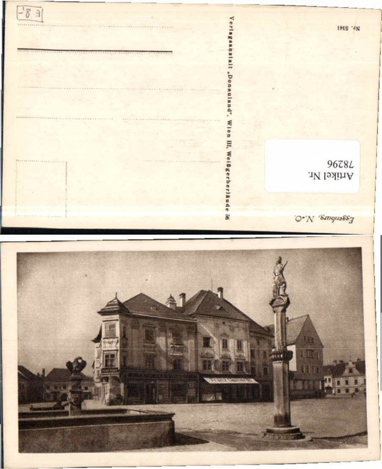 78296, Eggenburg Main Square Fountain 1930