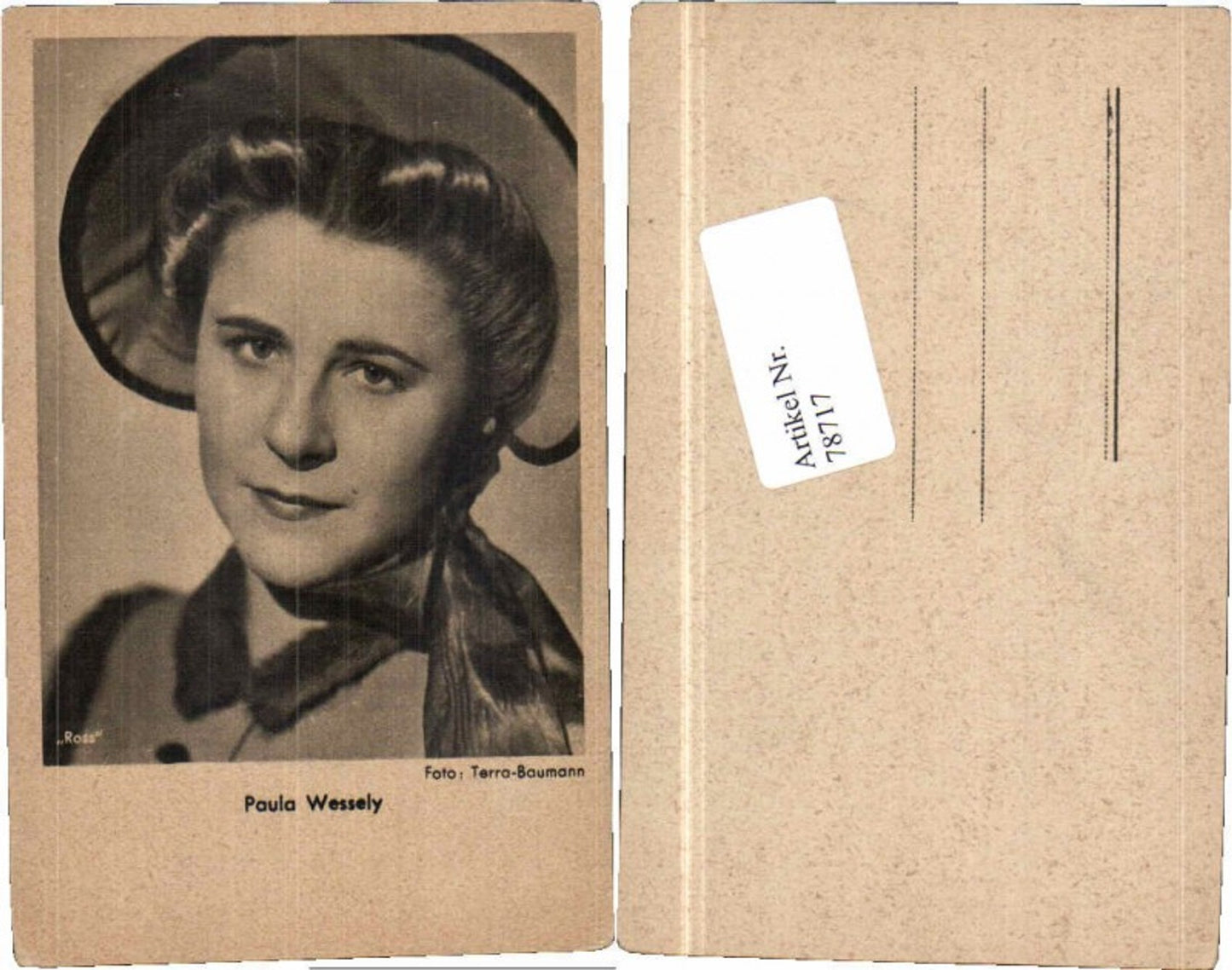 78717, Paula Wessely Ross Verlag m. Hut