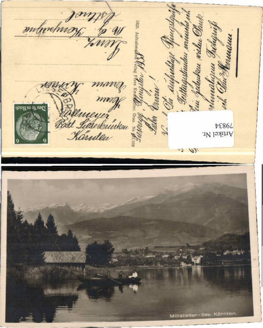 79834, Photo AK Millstatt am Millstättersee Boat Women 1928