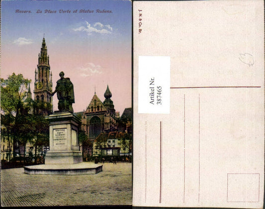 387465,Belgium Anvers Antwerp La Place Verte et Statue Rubens Monument