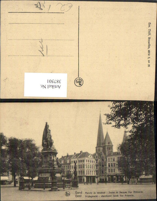 387501,Belgium Gand Ghent Marche du vendredl Statue Jacques Van Artevelde Monument