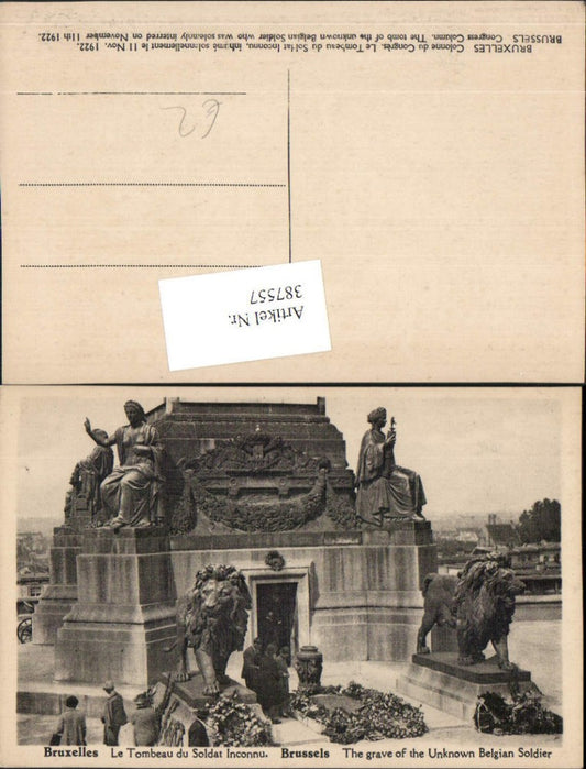 387557,Belgium Bruxelles Brüssel Le Tombeau du Soldat Inconnu Soldatengrab