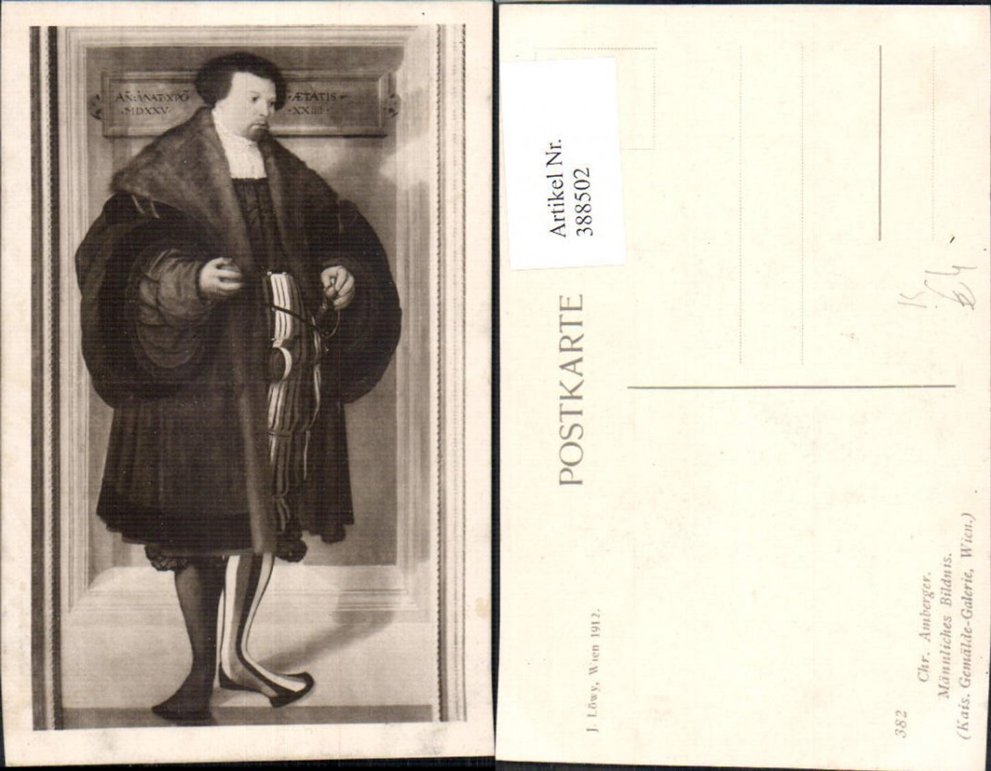 388502, Artist Ak Chr. Amberger Male Portrait Art Science