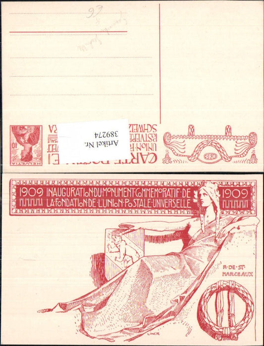 389274, Artist Ak Linck Inauguration of the Monument Postverein Schweiz R de ST Marceaux 1909