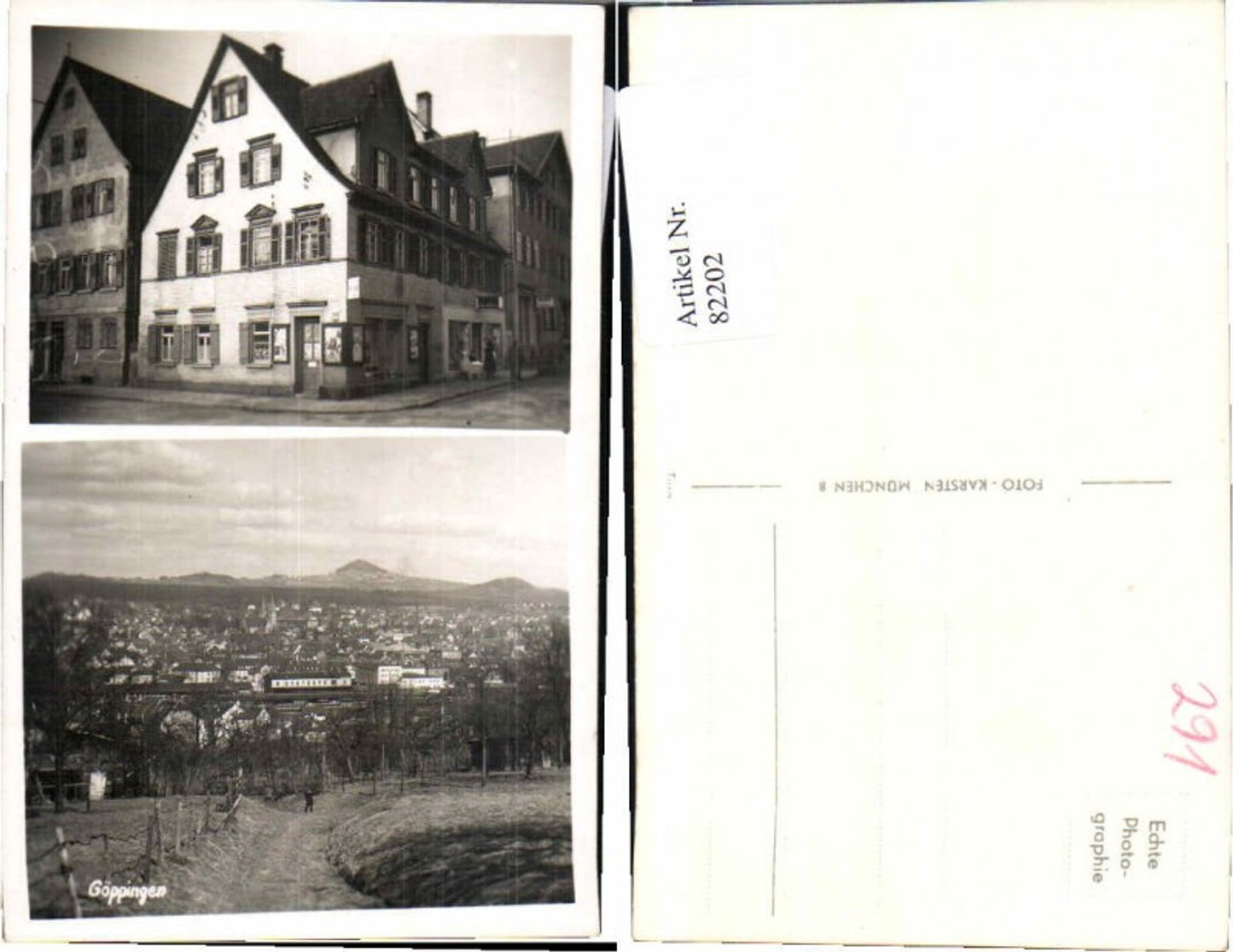 82202,Rare postcard of Göppingen, roadside scene and house view