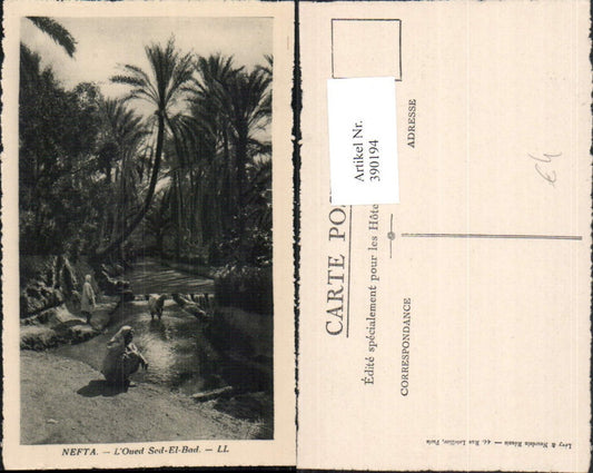 390194,Tunisia Nefta L'Oued Sed-El-Bad Oasis Nomads Folk Types Palms