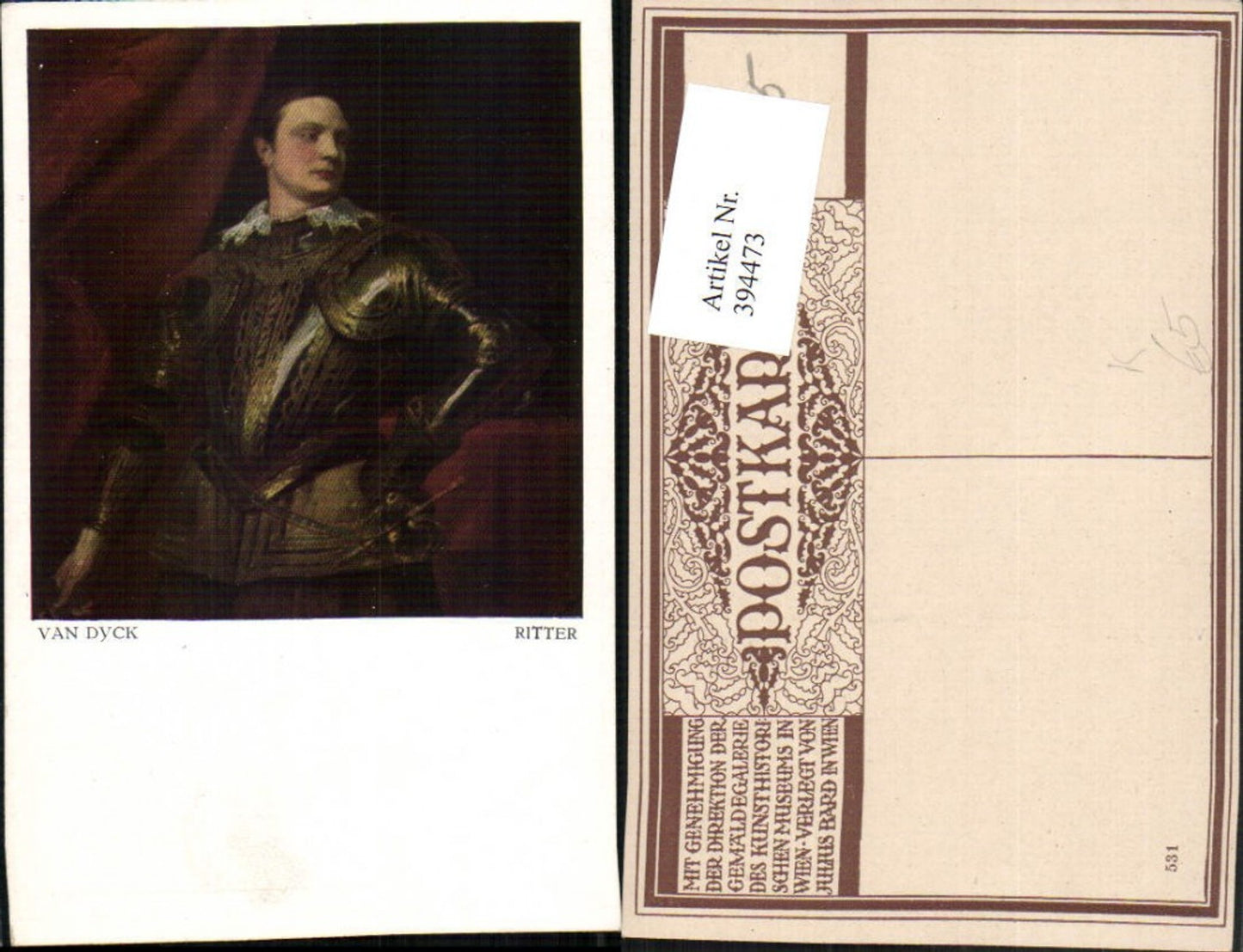 394473,Künstler AK Van Dyck Ritter Rüstung Portrait