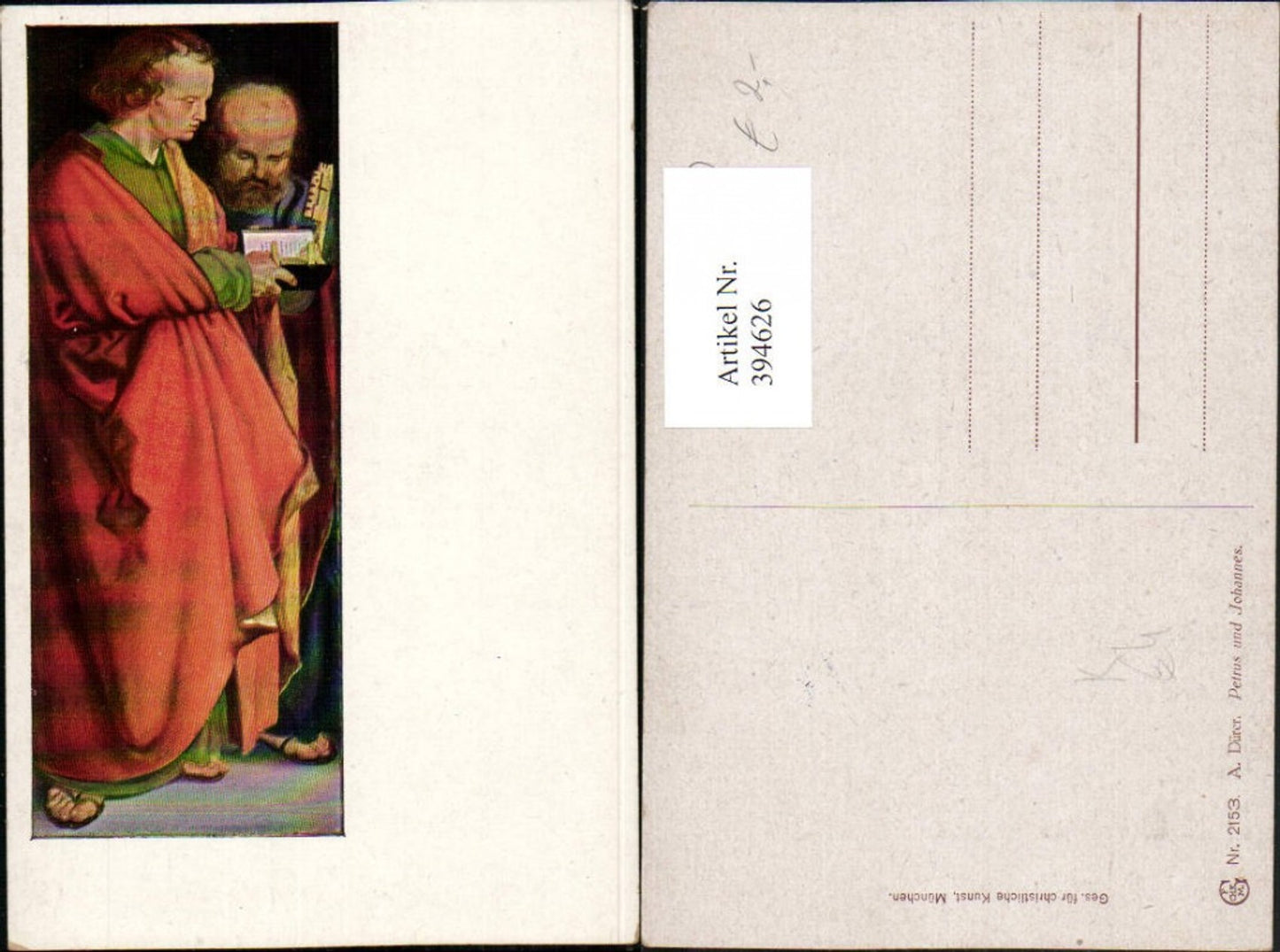 394626,Künstler AK A. Dürer Petrus und Johannes Bibel Religion
