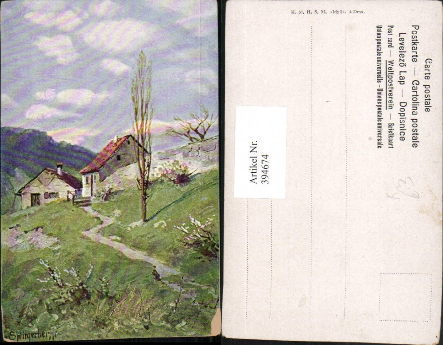 394674,Künstler AK Splitgerber Landschaft Wegpartie Haus
