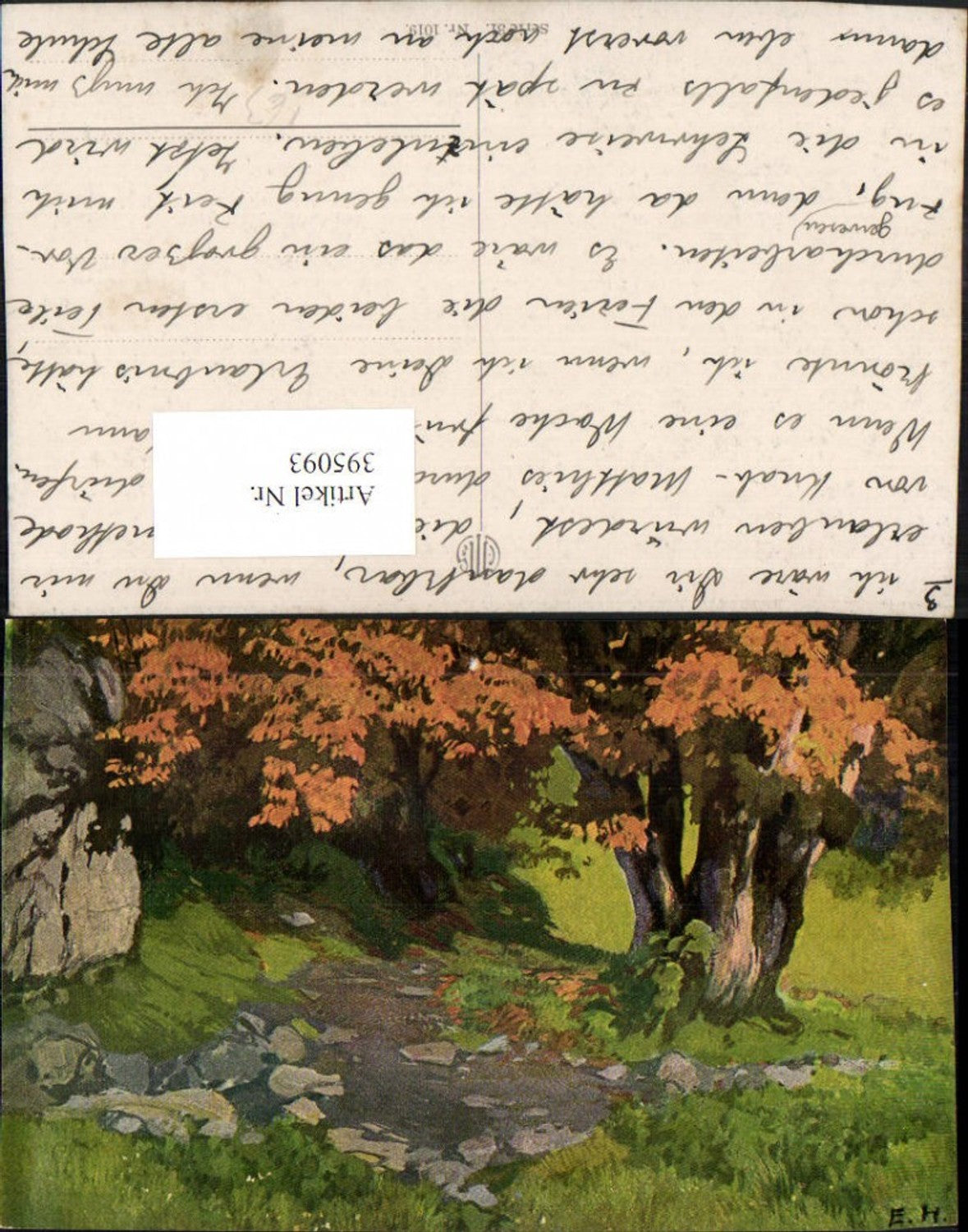 395093,Künstler AK E. H. Landschaft Baum