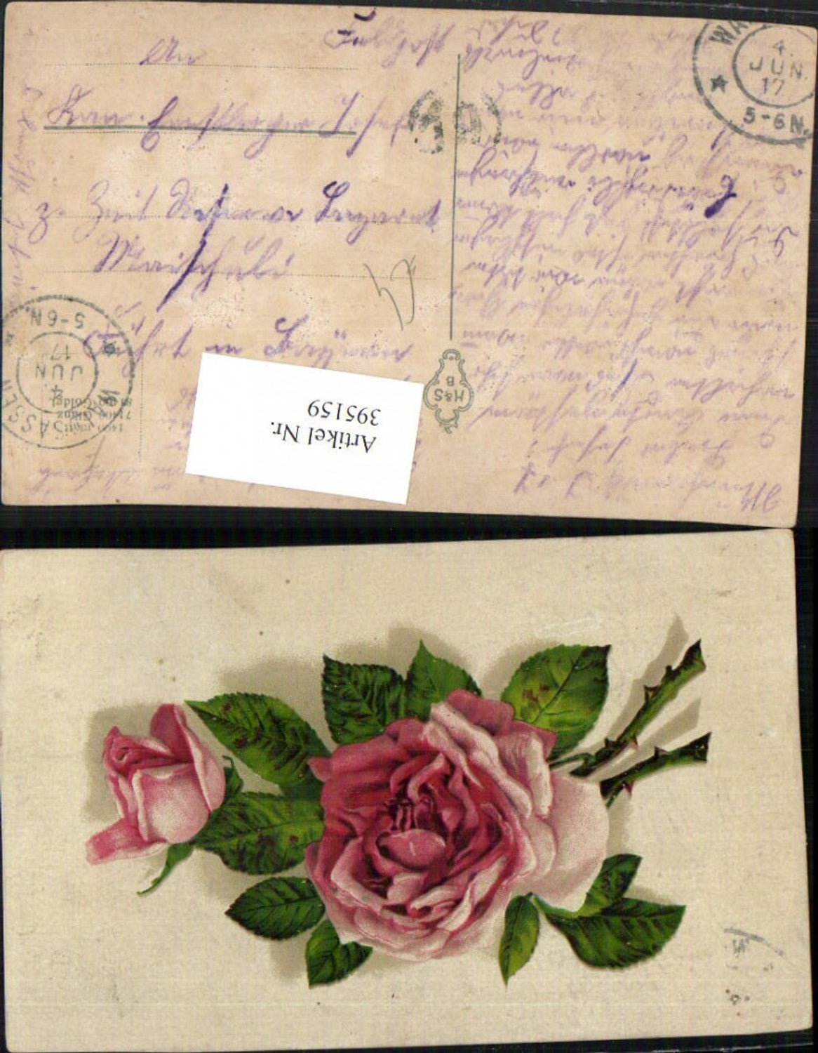 395159,Künstler AK Rosen Rose Dornen
