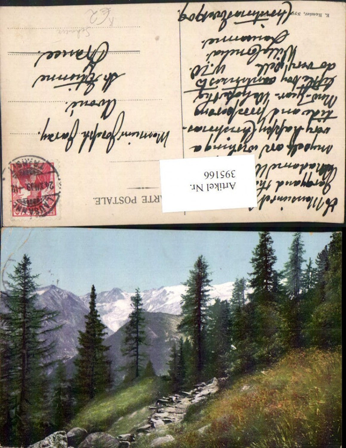 395166,Künstler AK Schweiz Wald Bergkulisse
