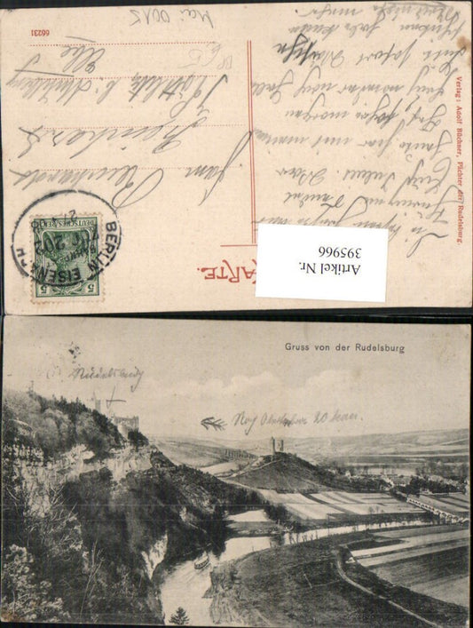 395966, Greetings from Rudelsburg and Saaleck Castle near Bad Kösen, Railway Post Office, Train 202 Berlin – Eisenach