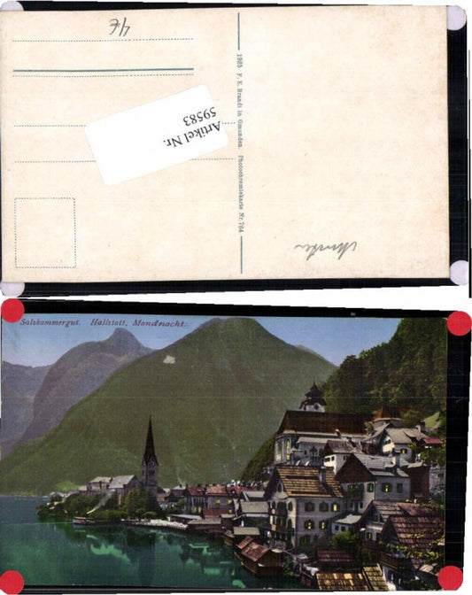 59583, Hallstatt Mond Nacht Häuser Brandt 764