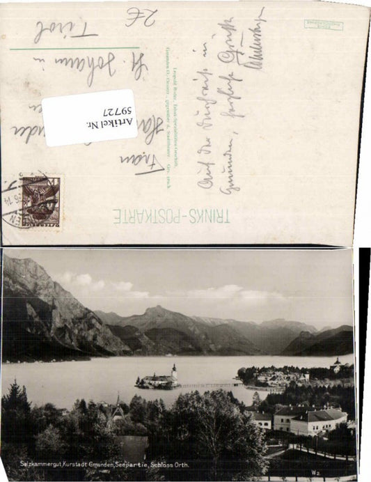 59727, Gmunden Lakeside view of Orth Castle 1930