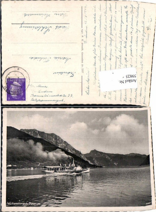 59825, Steamer on Lake Traunsee Gmunden Ebensee Brandt 5327