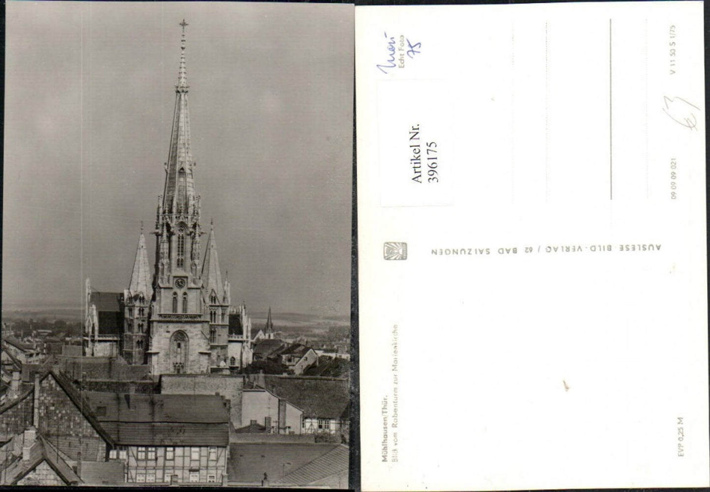 396175,Mühlhausen Blick vom Rabenturm zur Marienkirche Kirche