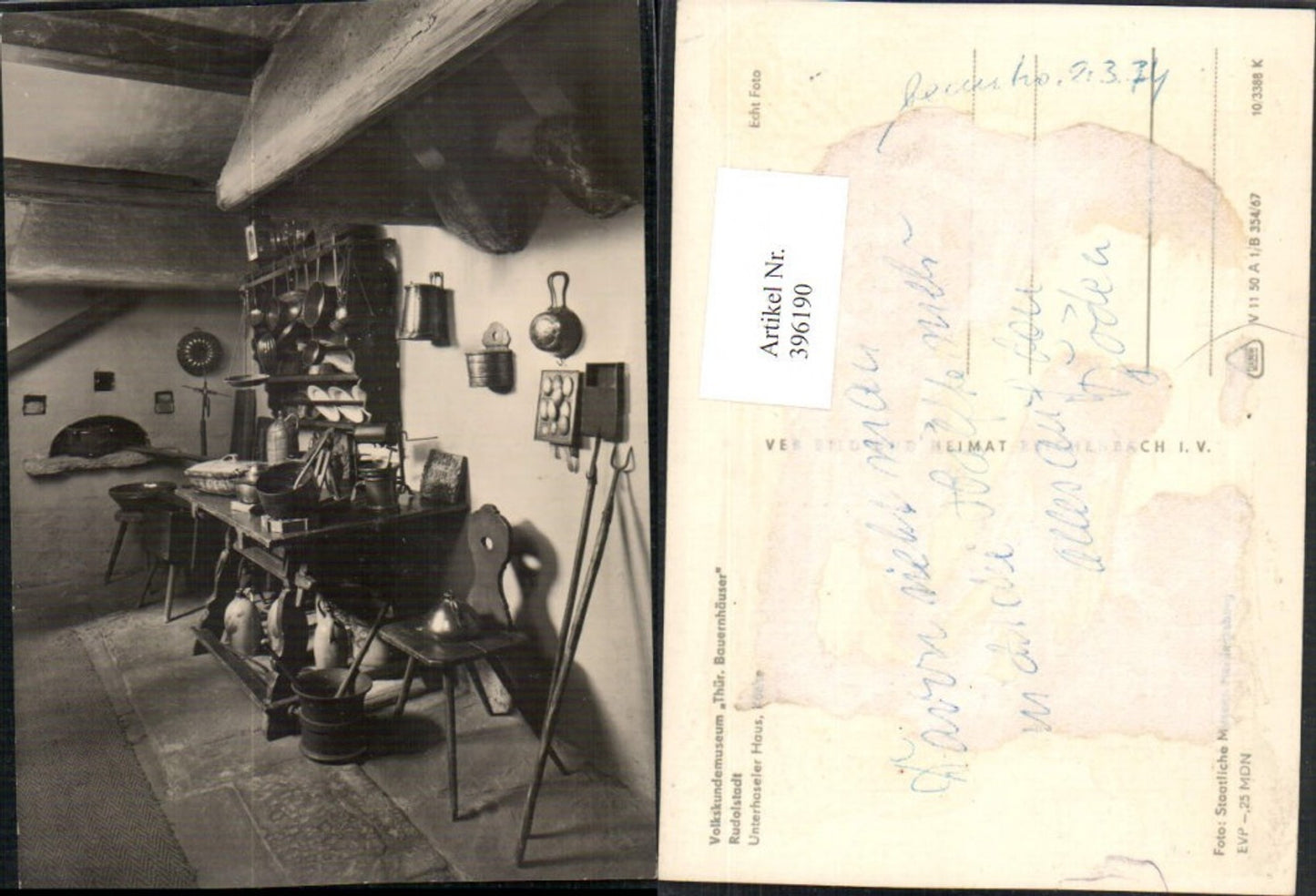 396190,Rudolstadt Volkskundemuseum Bauernhäuser Unterhaseler Haus Küche