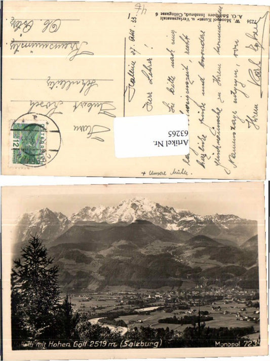 63265, Hallein with Hohen Göll 1933