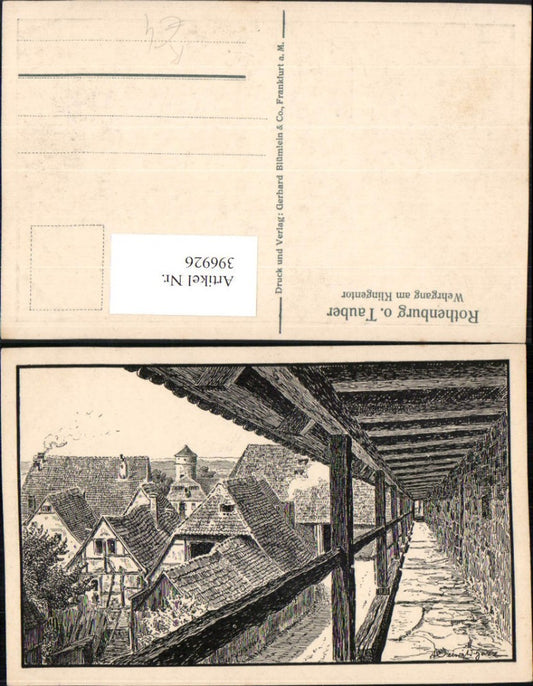 396926, Artist AK Rothenburg ob d. Tauber Wehrgang am Klingentor