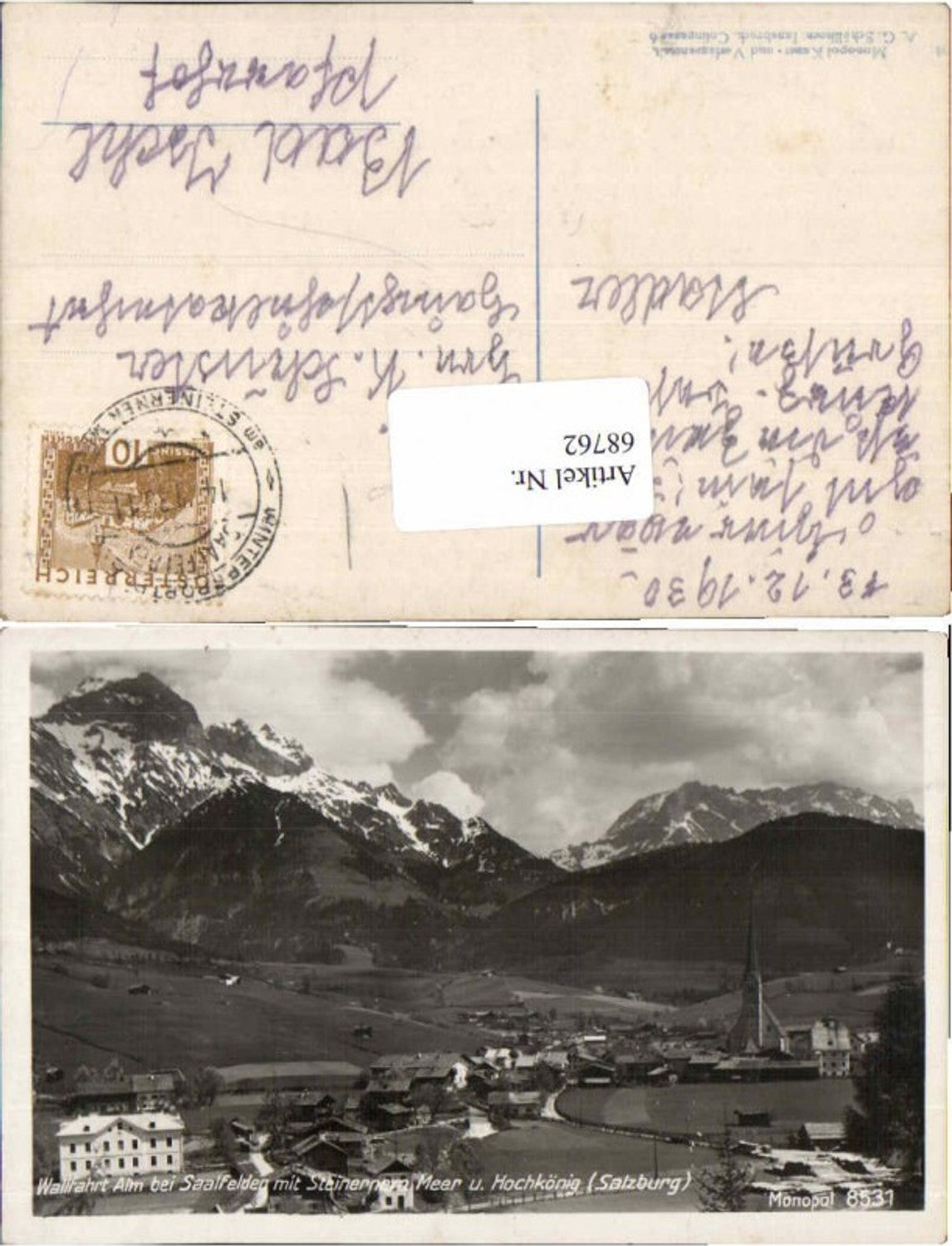 68762, Alpine pasture near Saalfelden around 1930