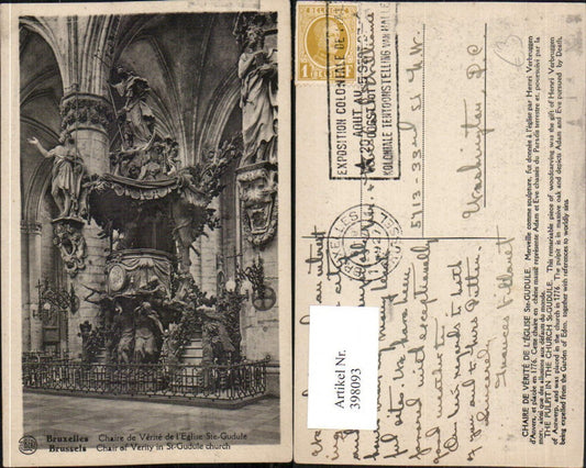 398093,Belgium Bruxelles Brüssel Chaire de Verite de l'Eglise Ste-Gudule Kirche Kanzel