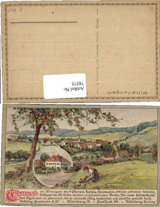 78575, Elbersroth Herrieden Apple Tree Woman Artist Card