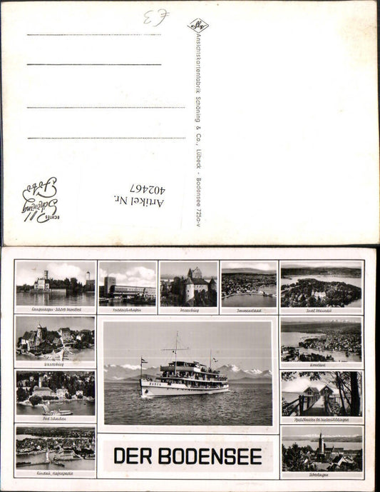 402467, Lake Constance steamer Überlingen Constance Meersburg Lindau multi-view postcard