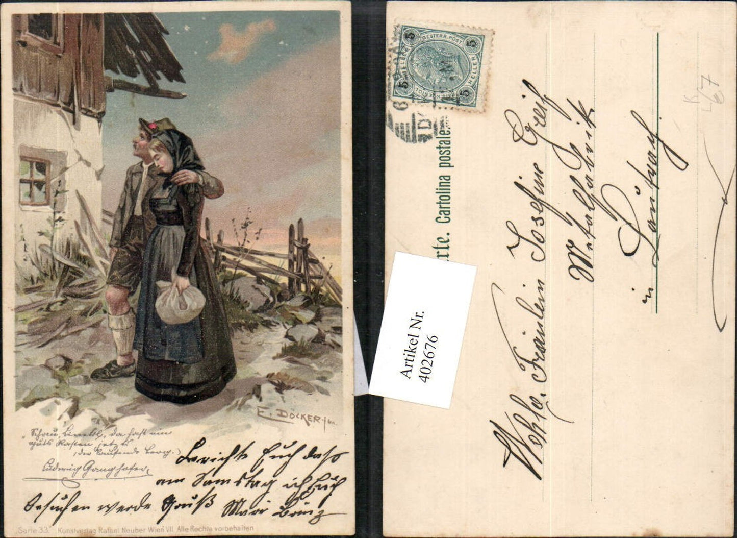 402676, Artist Lithograph E. Döcker Jr. Pair of traditional costumes